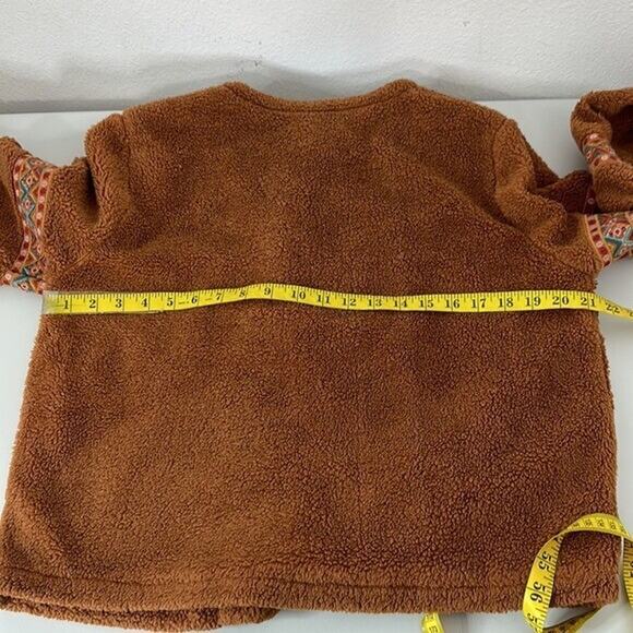 Savanna Jane Jacket Womens Large Brown Embroidered Fuzzy Sherpa Southwestern - Picture 10 of 12